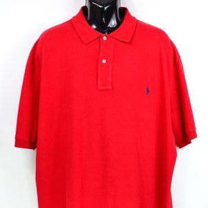 Polo Ralph Lauren Men's Size 2XL Big Red With Navy Logo Cotton Polo Shirt